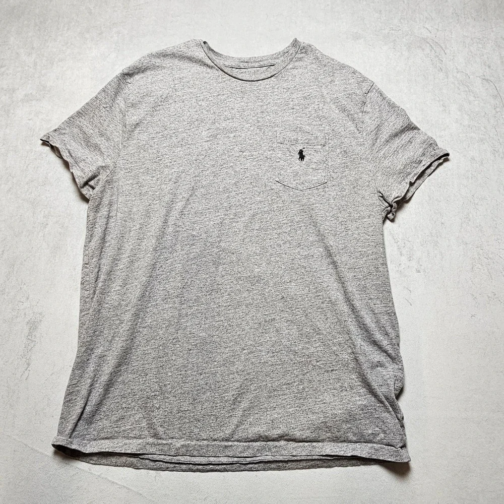 Polo Ralph Lauren Mens Grey Heather Pocket T-Shirt Short Sleeve Pony Logo XL